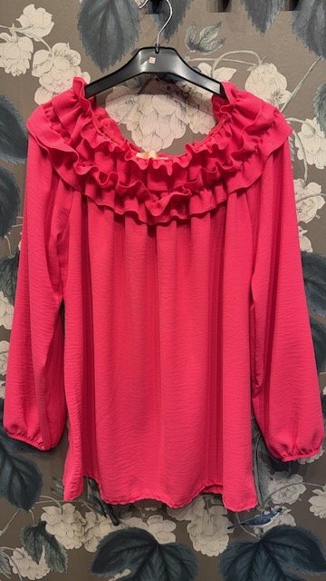 Långärmad Blus med Rund Hals och Volanger i Black från Caramelle Fashion - baksida | Lilla Hem