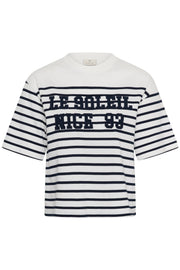KAnolia T-Shirt Chalk/Midnight Marine Stripe framsida | Lilla Hem