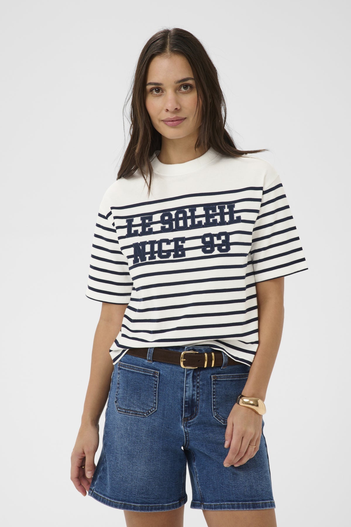 KAnolia T-Shirt Chalk/Midnight Marine Stripe helbild | Lilla Hem