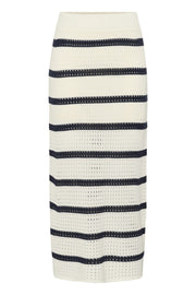KAbrianna Knit Skirt Chalk/Midnight Marine Stripe framsida | Lilla Hem