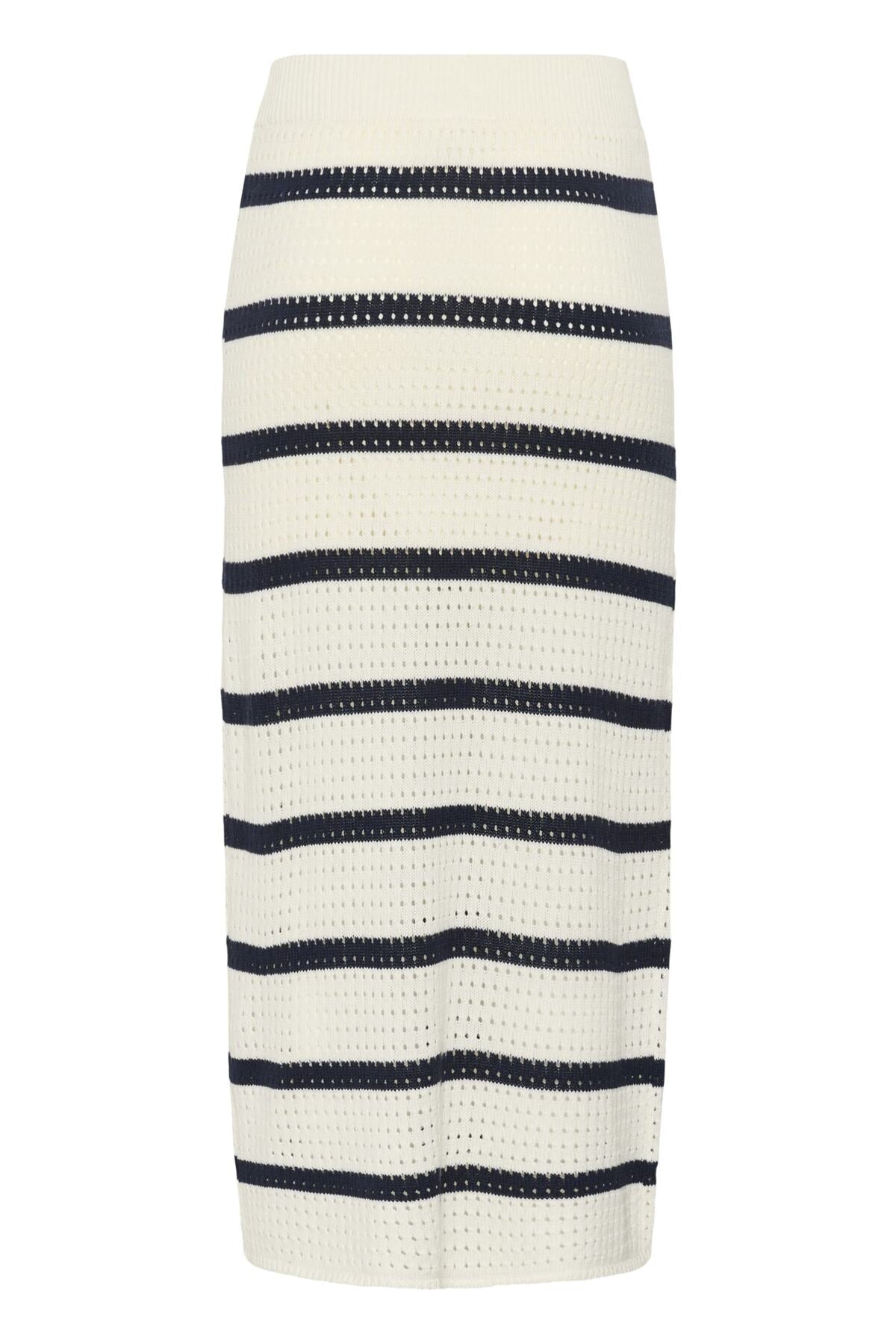 KAbrianna Knit Skirt Chalk/Midnight Marine Stripe baksida | Lilla Hem