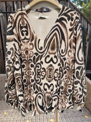Plisserad blus Onesize Brun/Beige - Fashion By K hos Lilla Hem