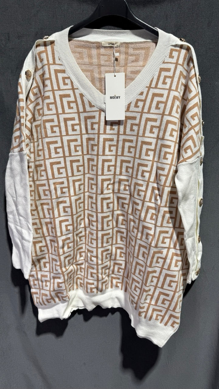 Stickad mönstrad tröja Light OneSize - Caramelle Fashion hos Lilla Hem