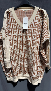 Stickad mönstrad tröja Dark OneSize hos Lilla Hem