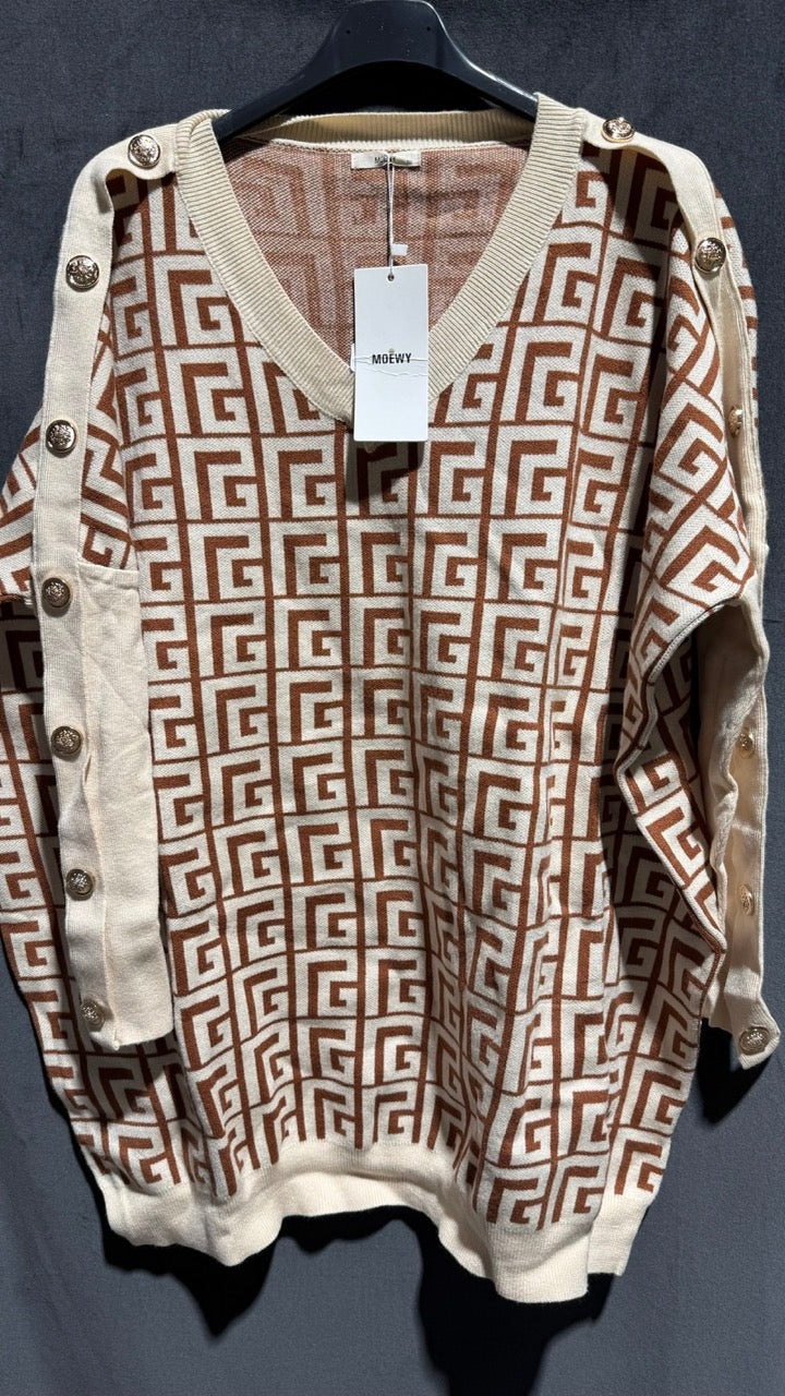 Stickad mönstrad tröja Dark OneSize hos Lilla Hem