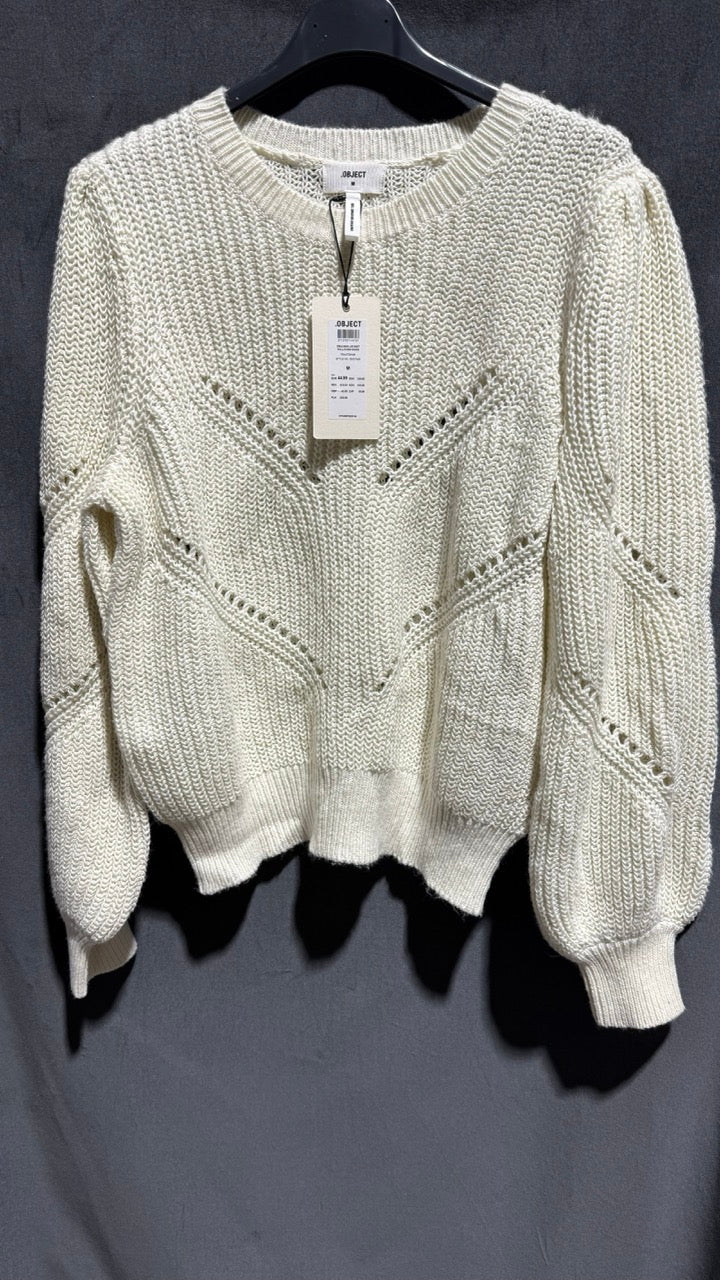 OBJLANA L/S KNIT PULLOVER NOOS Cloud Dancer M hos Lilla Hem