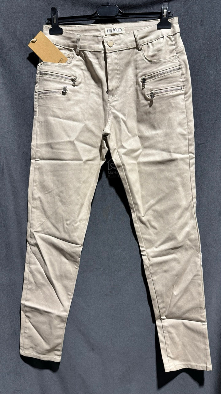 Byxa Beige med zip L hos Lilla Hem