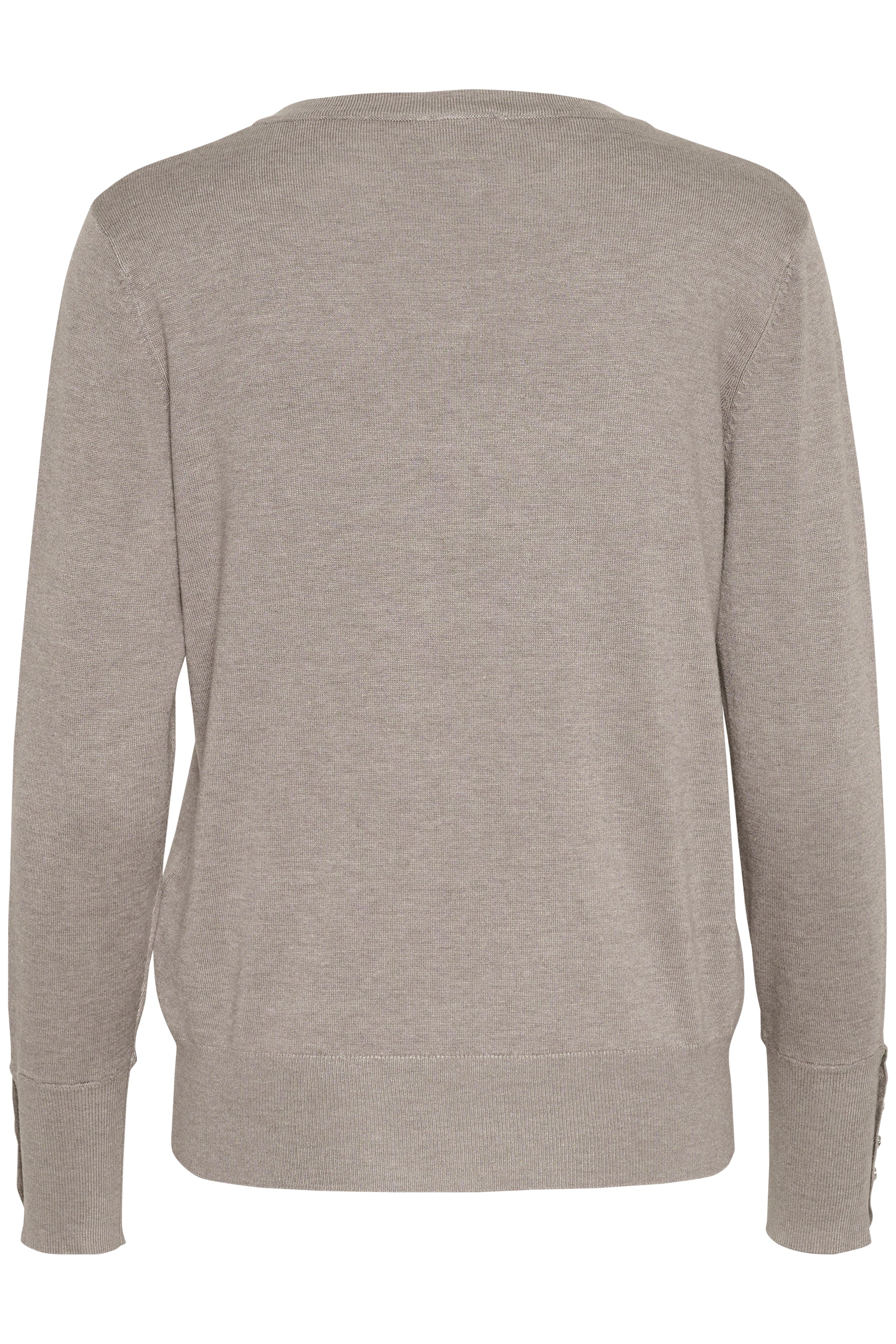 KAlizza V-Neck Knit Pullover Buttons Elephant Skin Melange - KAFFE | Lilla Hem