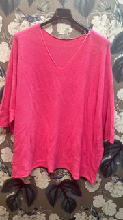 Stickad tröja oversized v-neck Ceris - Caramelle Fashion hos Lilla Hem