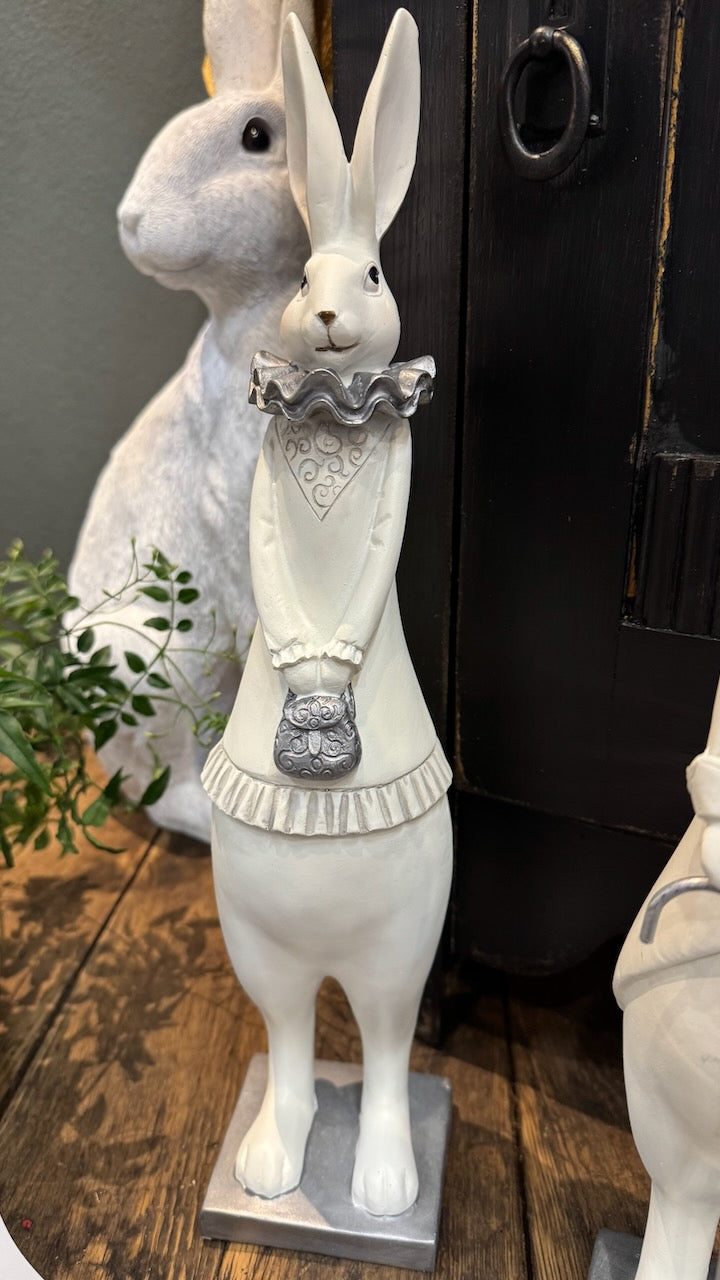 Hare i Vit/silver 40cm - Kärrstegens Gård | Lilla Hem