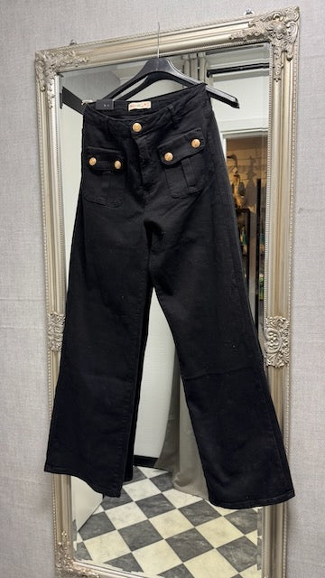 Jeans med Guldknappar Svart - Caramelle Fashion hos Lilla Hem