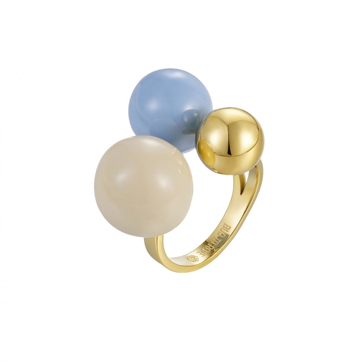Brea Enamel Large Ring Lt.blue/gold - Bud To Rose | Lilla Hem