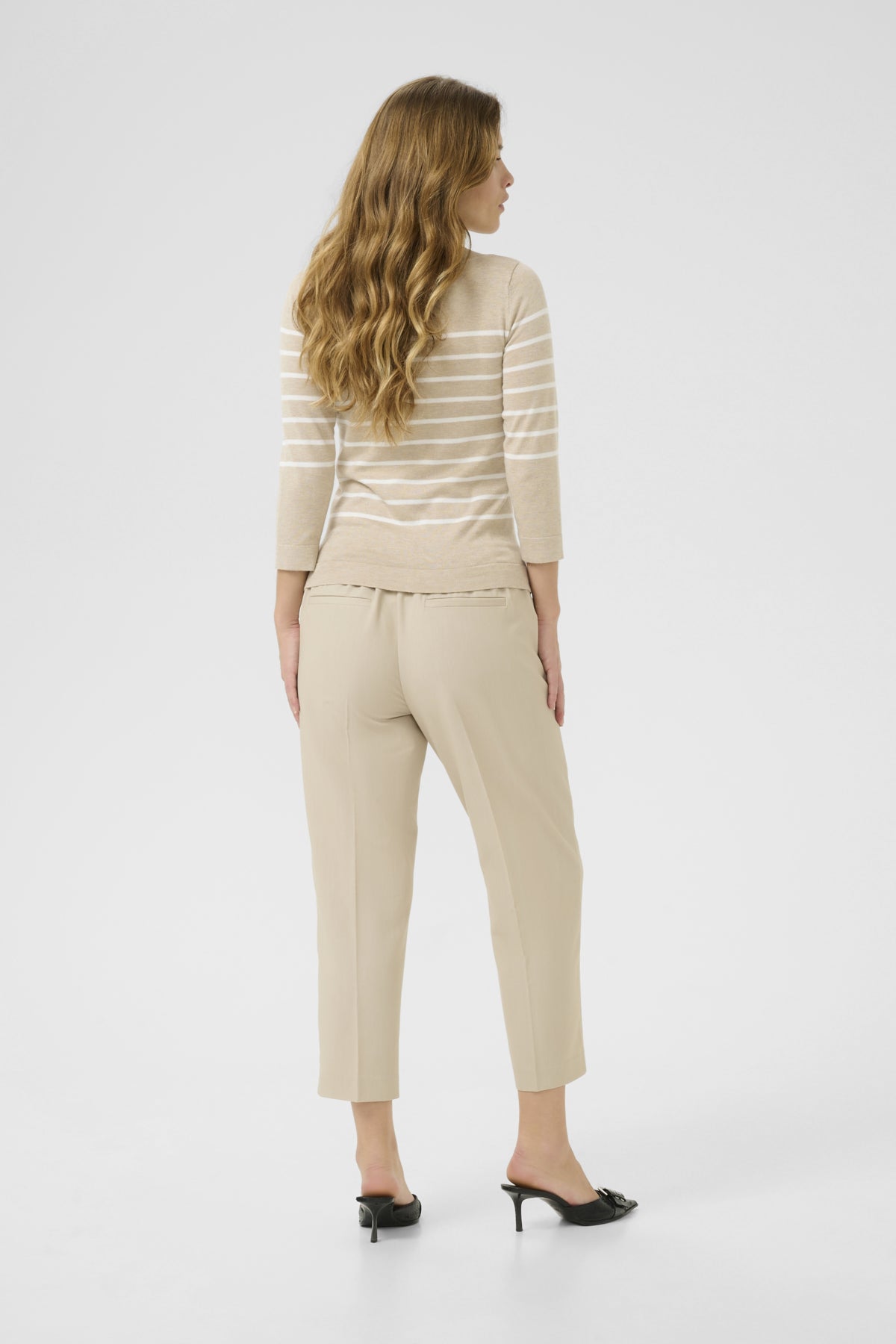 KAlizza Boatneck Pullover Feather Grey Mel./Chalk Stripe - KAFFE | Lilla Hem