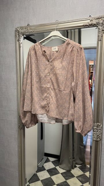 Blus Jodie Shirt L86 Dark Sand/Black - I SAY | Lilla Hem