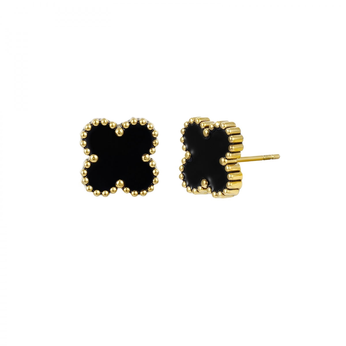 Clover Enamel Earring Black/Gold - Bud To Rose hos Lilla Hem