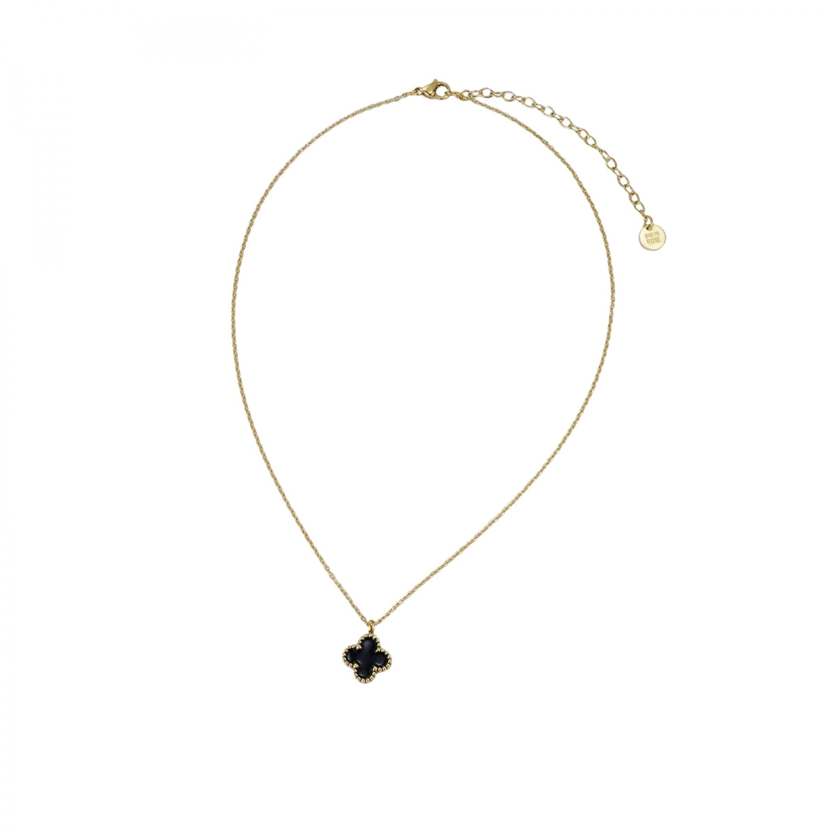 Clover Enamel Necklace Black/Gold - Bud To Rose hos Lilla Hem
