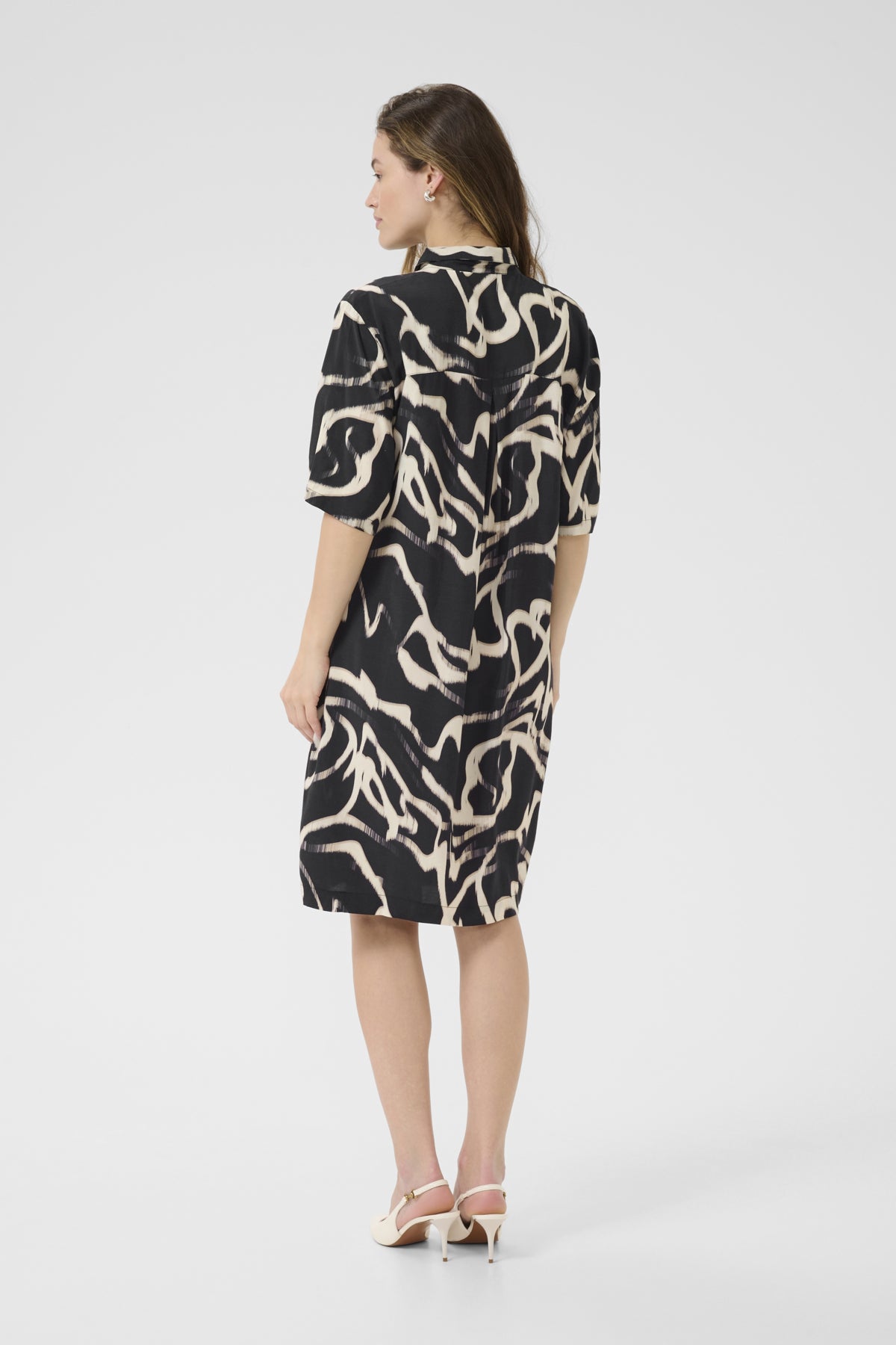 KAmartha Dress Black/Nature Organic Lines - KAFFE | Lilla Hem