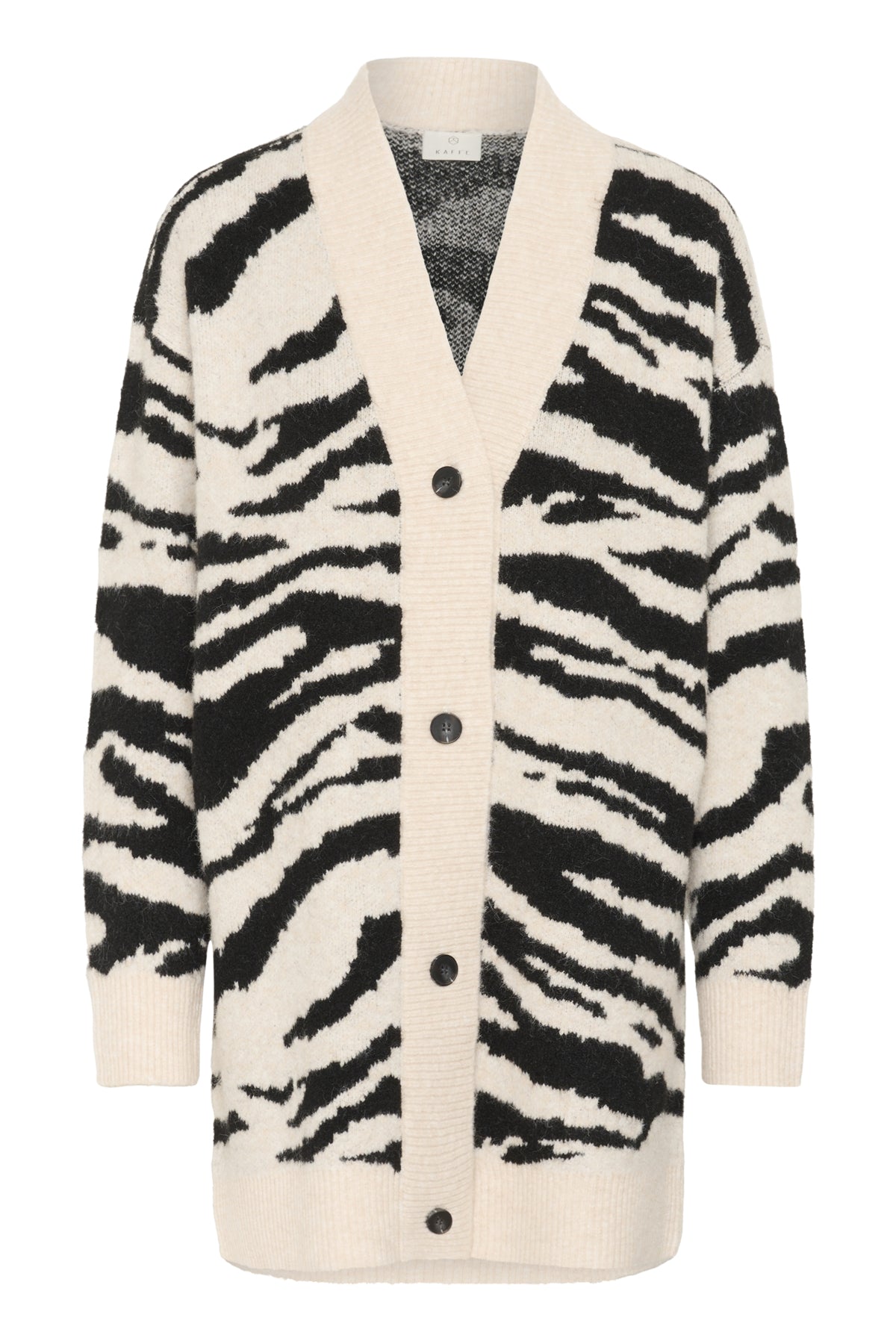 KAsandra Cardigan Turtledove/Black Animal - KAFFE | Lilla Hem