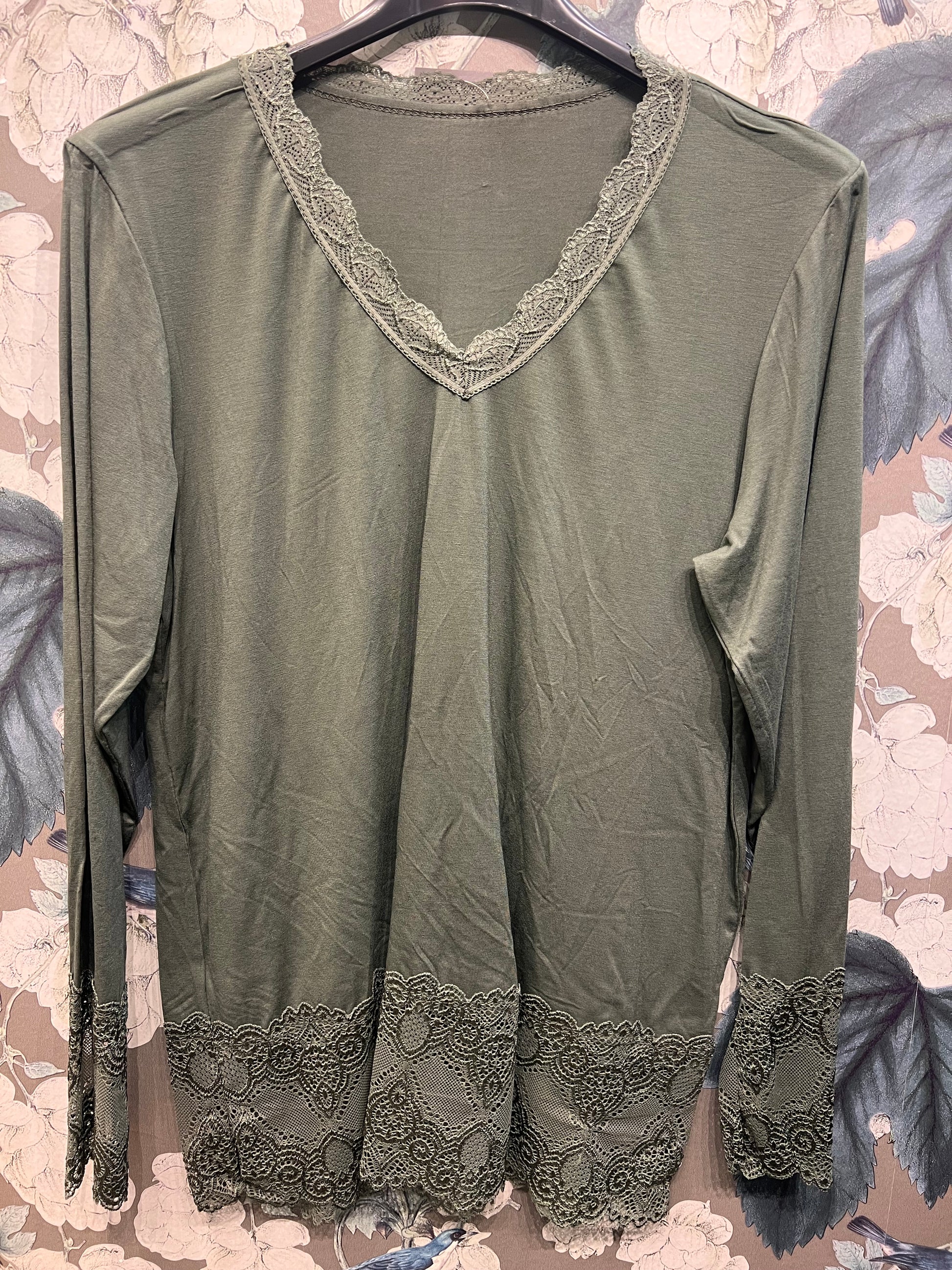 Långärmad Topp med Spetsärm och Spetskant - Caramelle Fashion | Lilla Hem