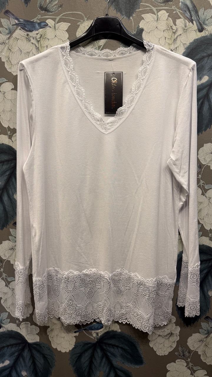 Långärmad Topp med Spetsärm och Spetskant - Caramelle Fashion | Lilla Hem