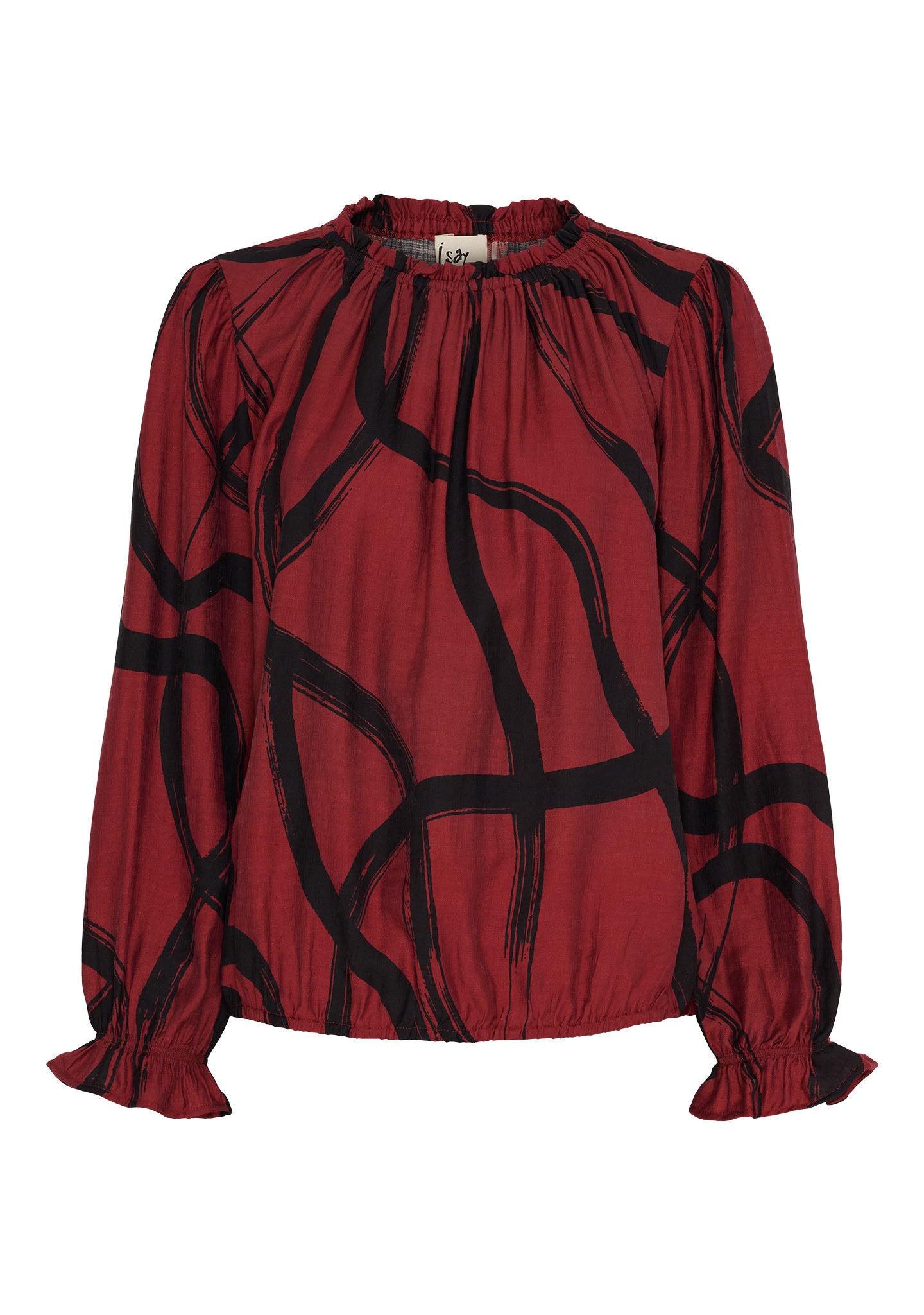 Tanna Printed Blouse M97 Black On Red - I SAY | Lilla Hem