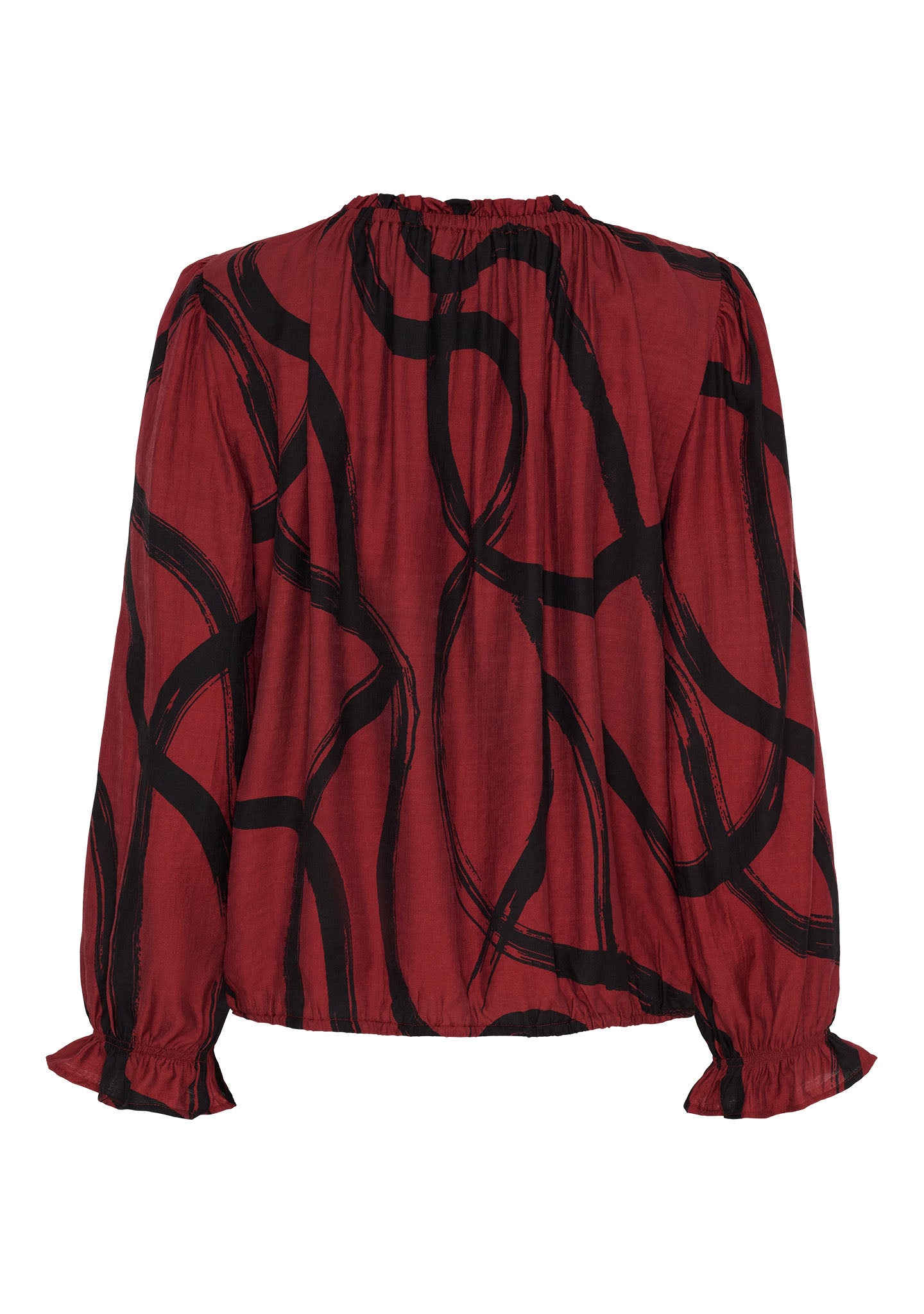 Tanna Printed Blouse M97 Black On Red - I SAY | Lilla Hem