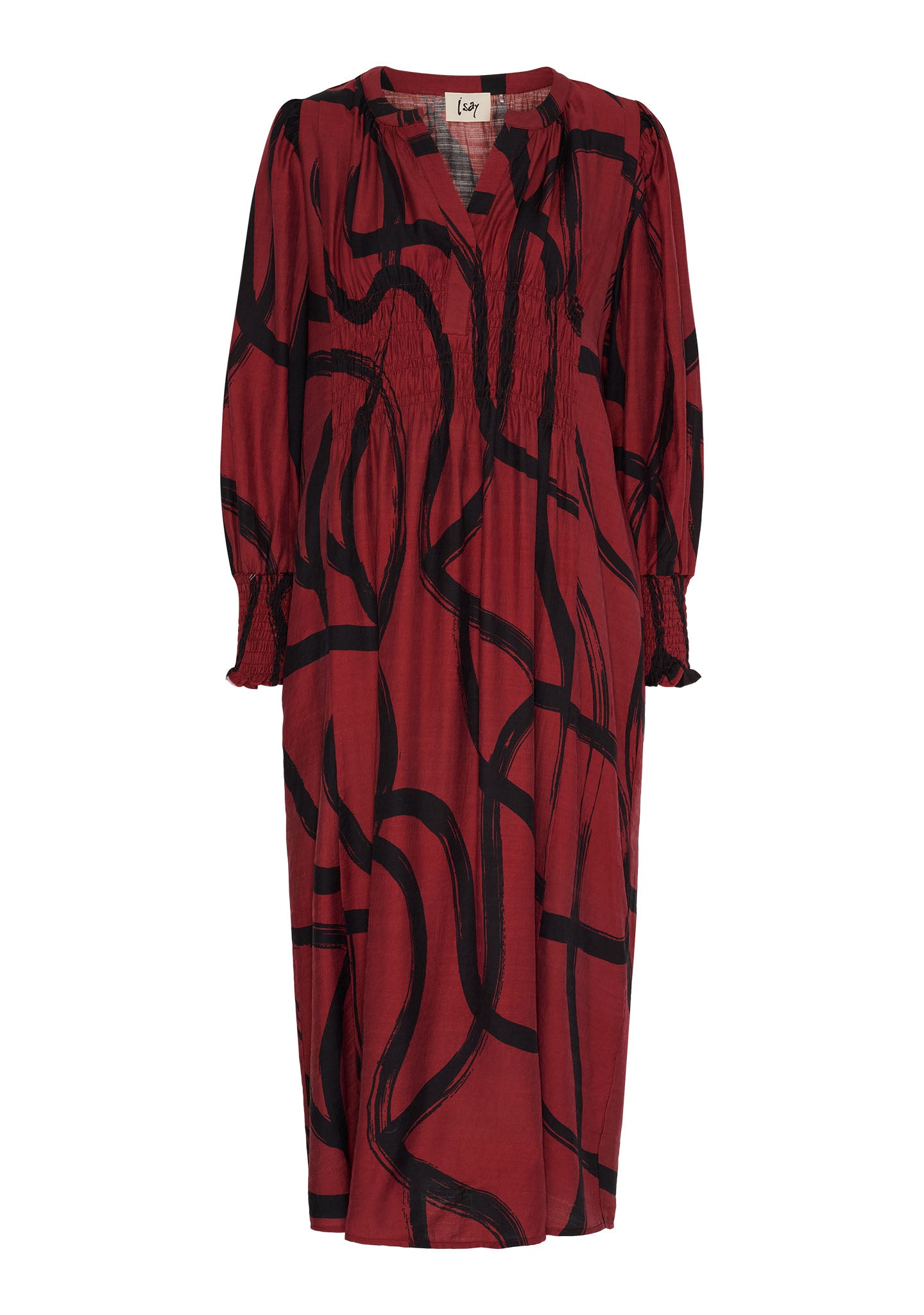 Ane V-Neck Dress M97 Black On Red - I SAY | Lilla Hem