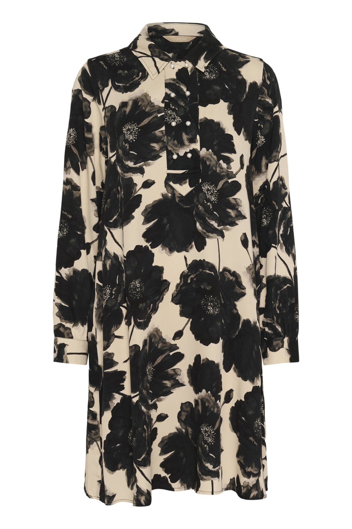 CUrachel Elitha Short Dress Black/Offwhite Flower - CULTURE | Lilla Hem