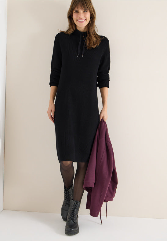Cosy Rib Knit Dress Black - Cecil | Lilla Hem