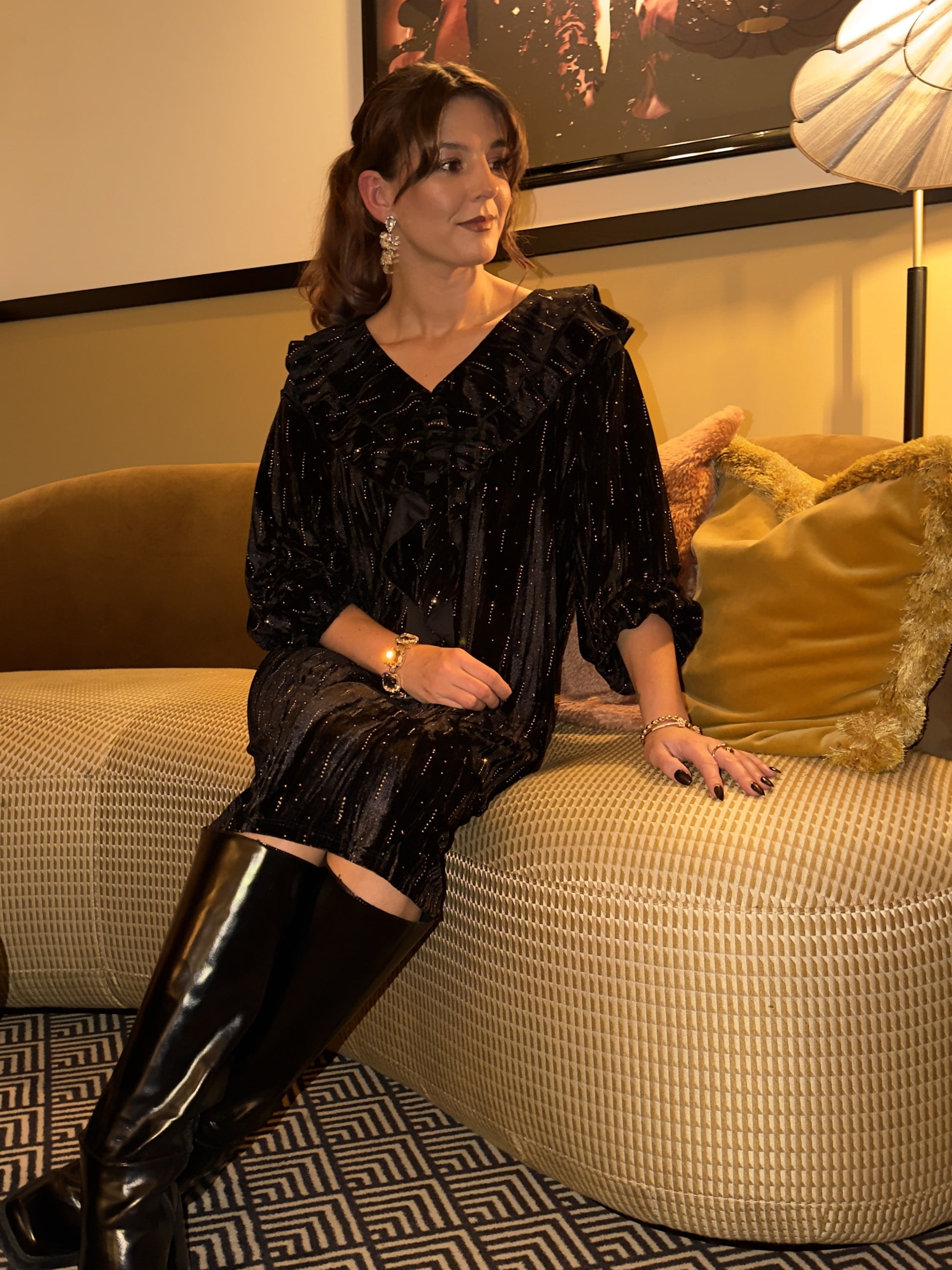 Sammetsklänning Indira med Strass Black - Gemini | Lilla Hem