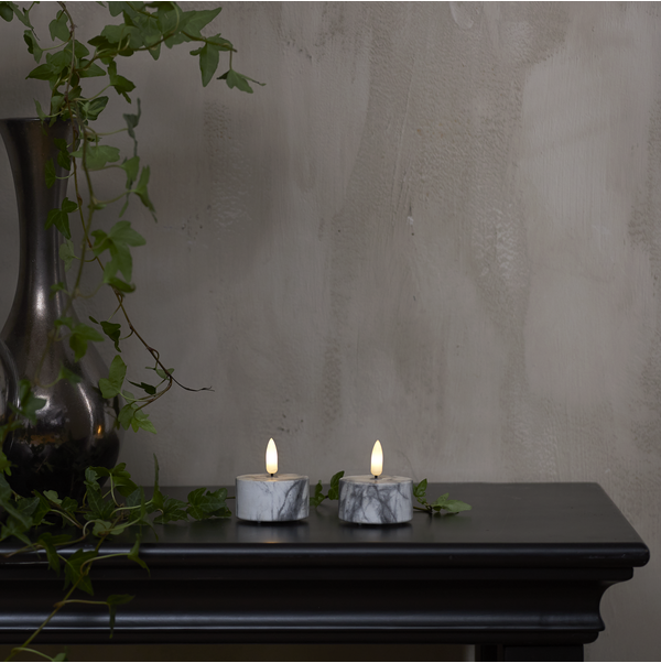 LED Värmeljus 2-Pack Flamme Marble - Star Trading | Lilla Hem