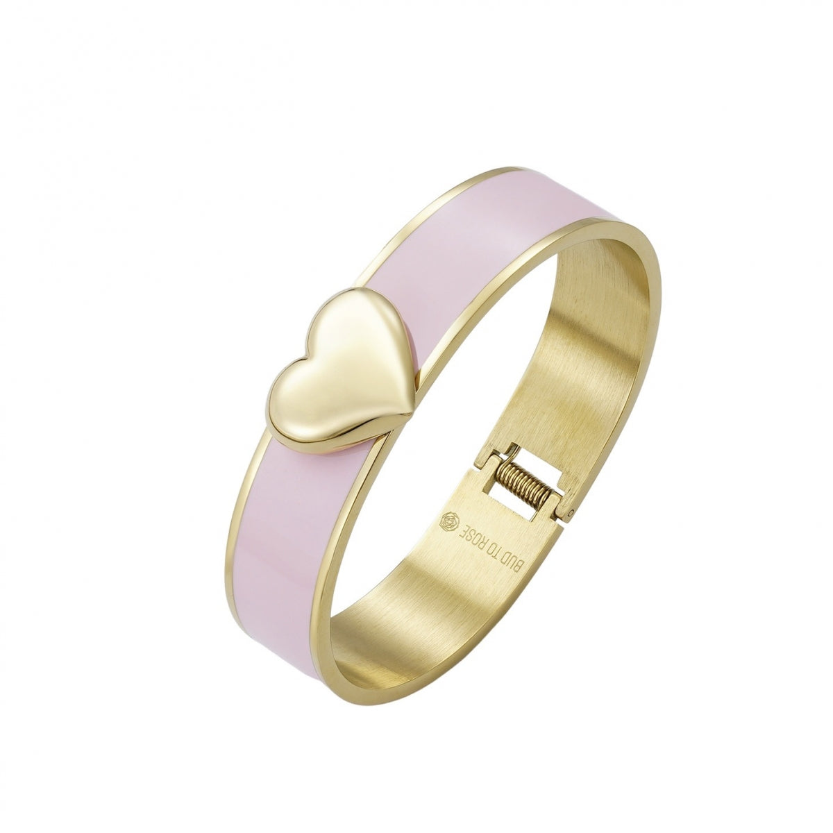Heart Enamel Bracelet Lt.Pink/Gold - Bud To Rose hos Lilla Hem