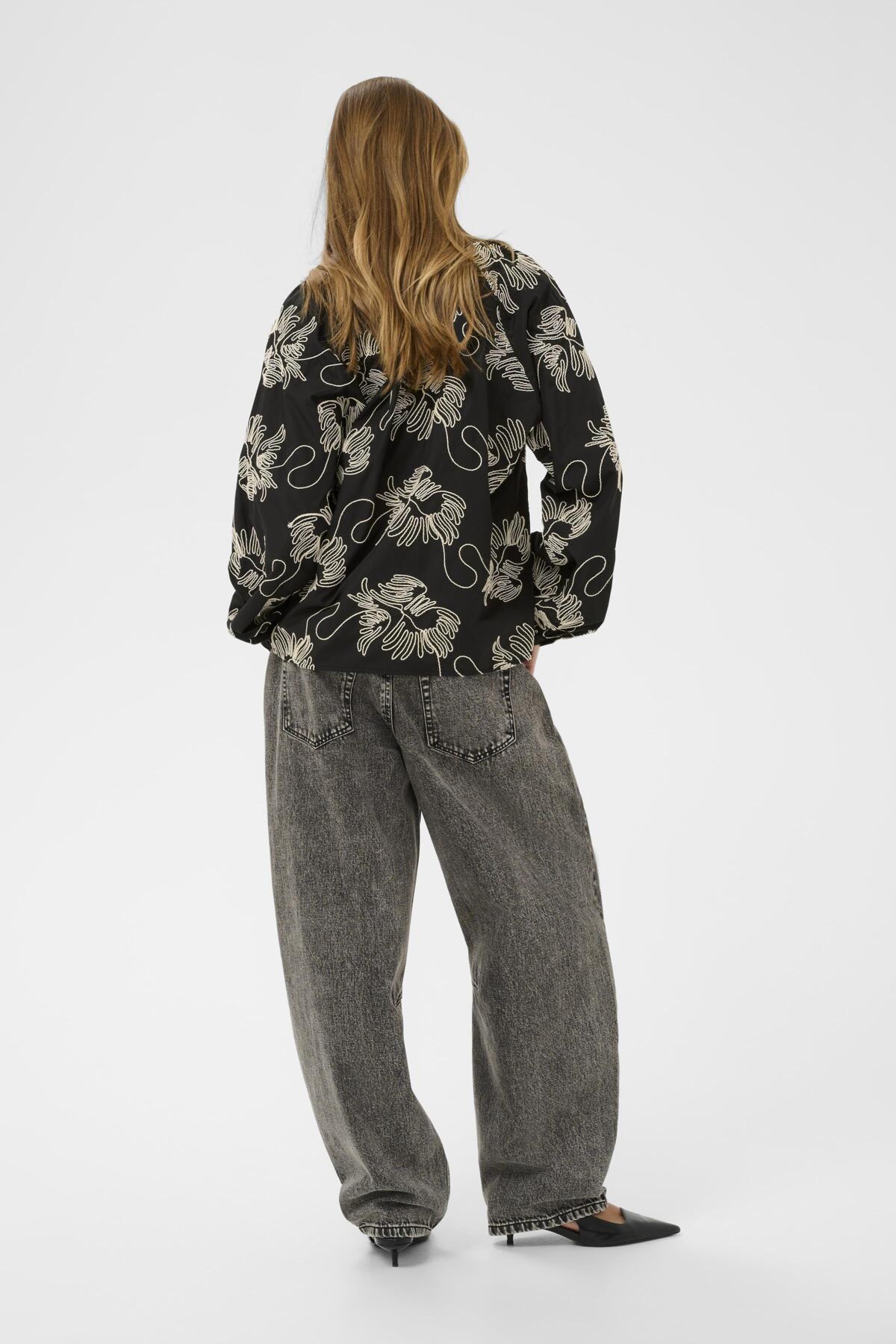 KAvinie Blouse Black Chalk Embroidery - KAFFE | Lilla Hem