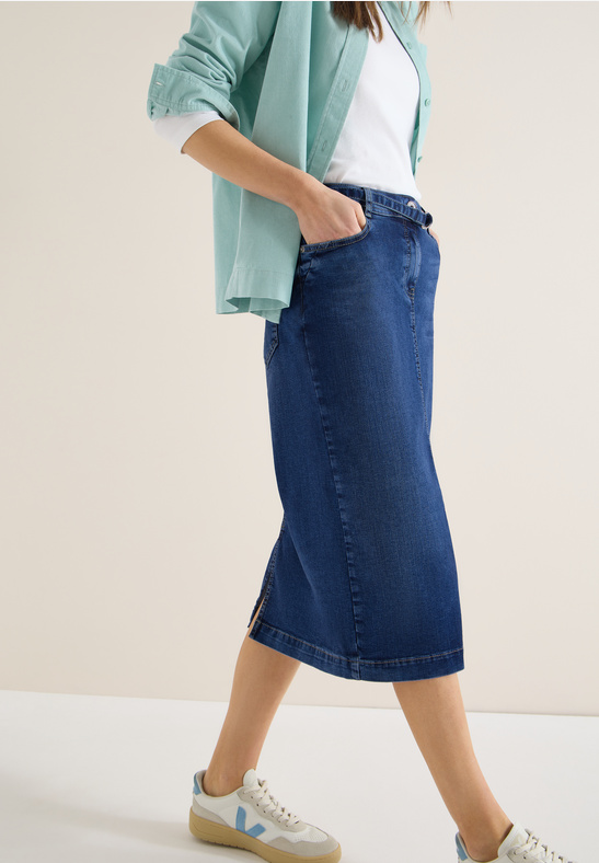 Style Denim Maxi Skirt Mid Blu