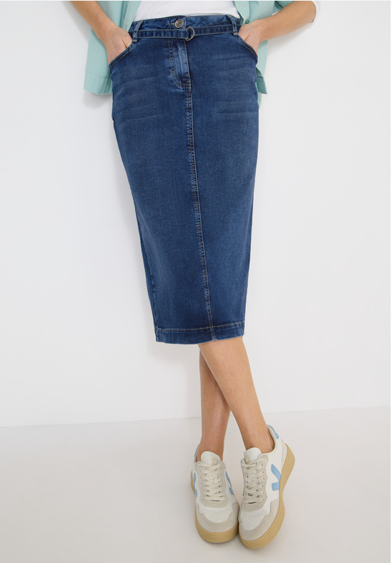 Style Denim Maxi Skirt Mid Blu