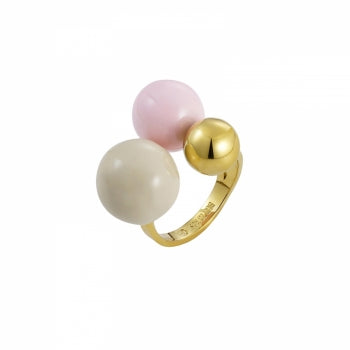 Brea Enamel Large Ring Pink/gold - Bud To Rose | Lilla Hem