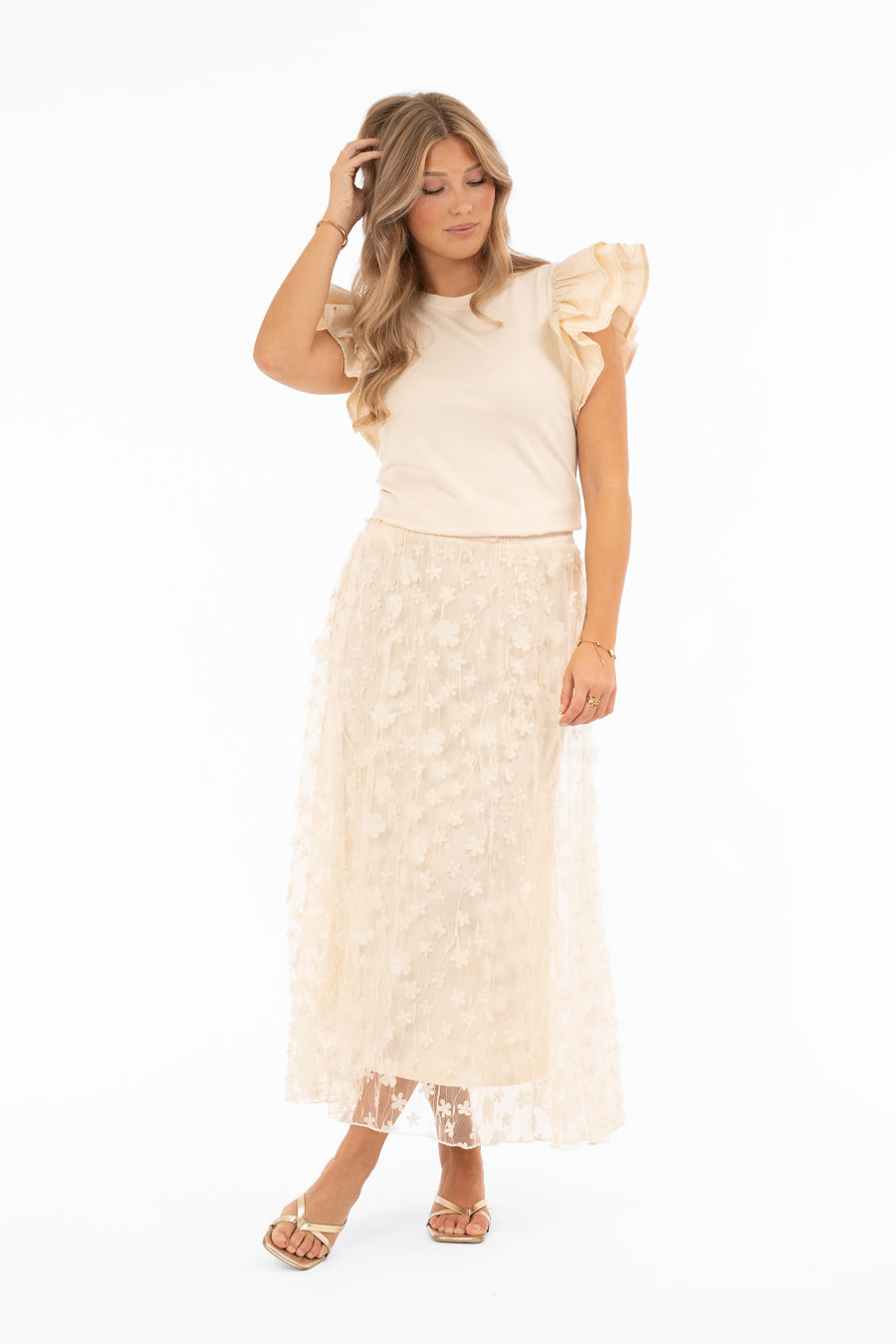 Chateau Skirt Mesh A-Line Champagne - Capri Collection | Lilla Hem