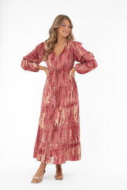 Hilda Dress Summer Rosa, Guld - Capri Collection | Lilla Hem