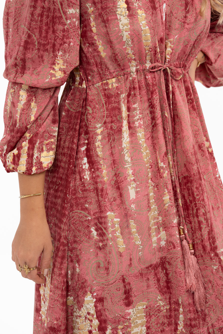 Hilda Dress Summer Rosa, Guld - Capri Collection | Lilla Hem