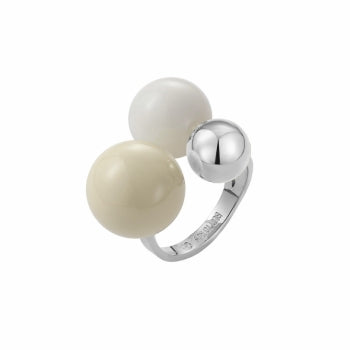 Brea Enamel Large Ring Ivory/white/silver - Bud To Rose | Lilla Hem