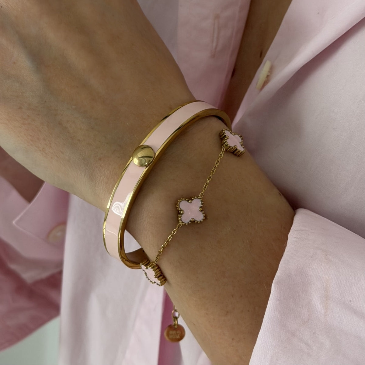 Clover Multi Bracelet Pink/gold | Lilla Hem