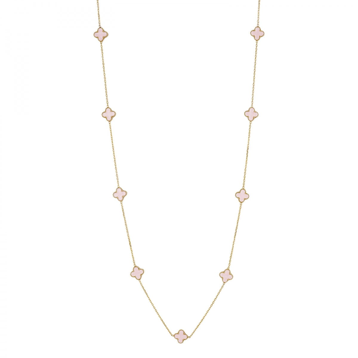 Clover Multi Long Necklace Pink/gold | Lilla Hem