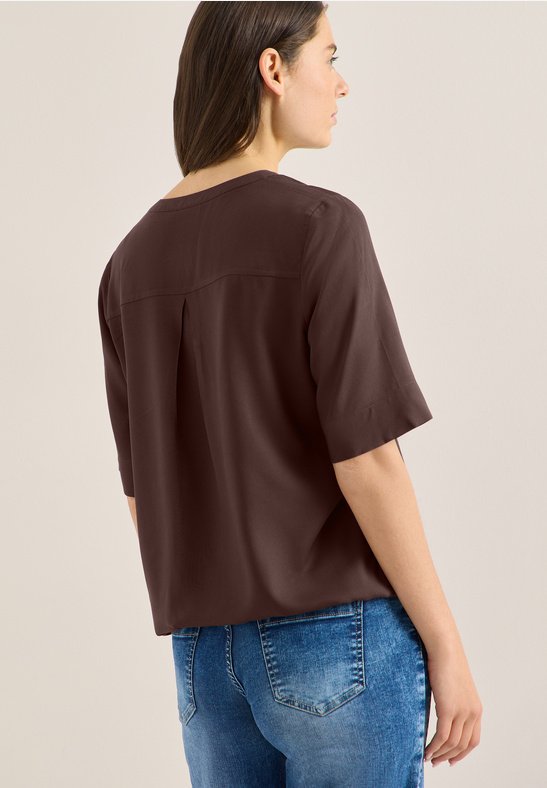 NOS Solid Splitneck Blouse | Lilla Hem