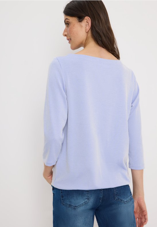 TOS Vertical Striped T-Shirt i Cloud Blue från Cecil - detalj | Lilla Hem