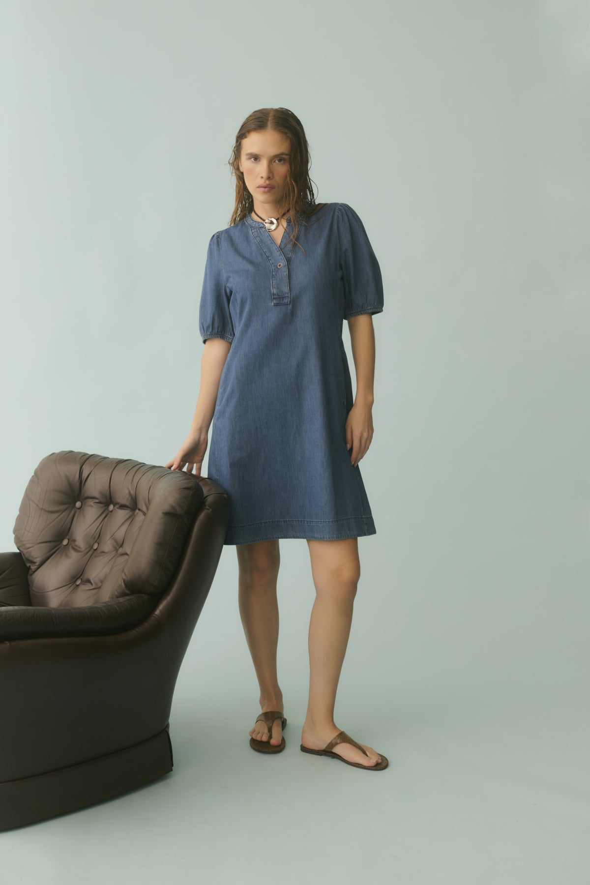 CUberteline Arpa SS Dress Dark Blue Wash | Lilla Hem