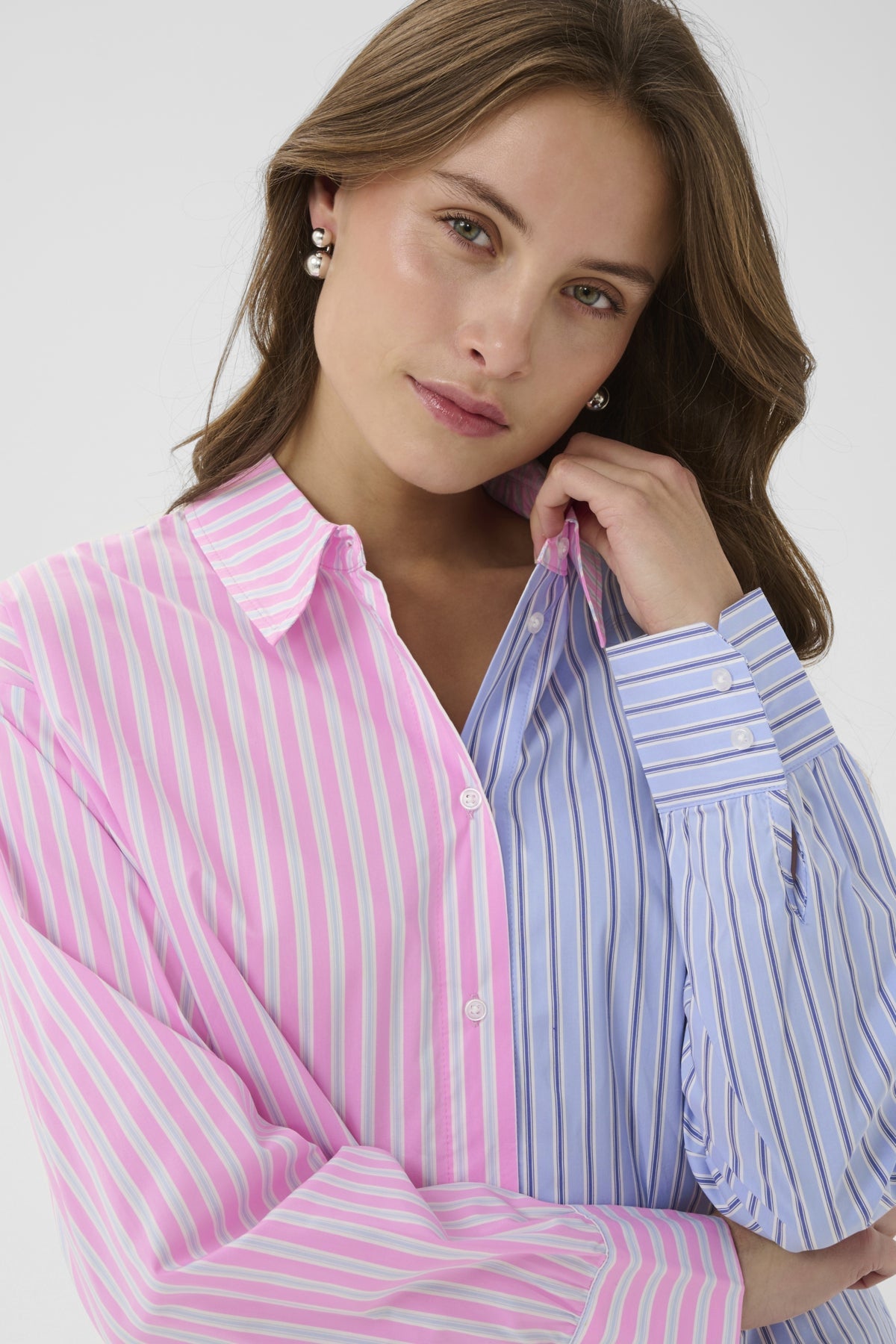 CUart Shirt Blue/Pink Stripe detalj | Lilla Hem