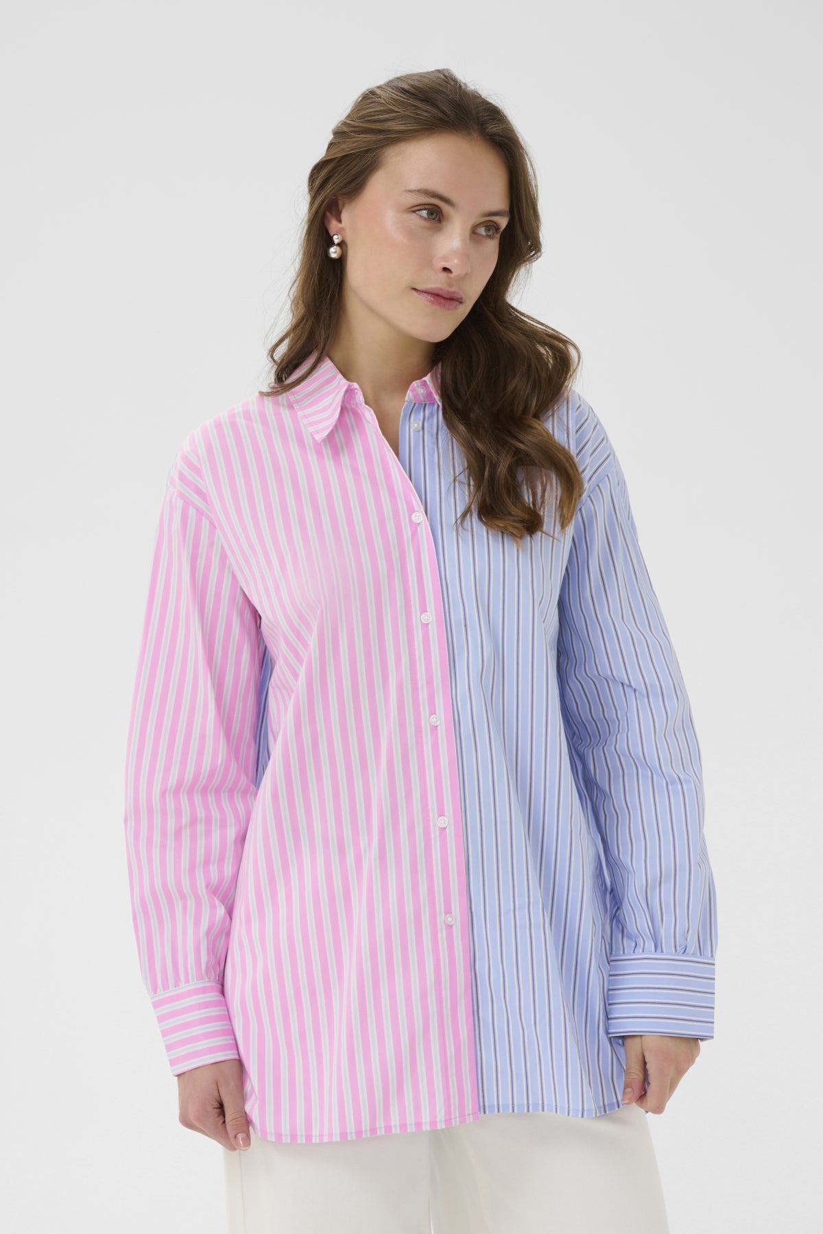 CUart Shirt Blue/Pink Stripe helbild | Lilla Hem