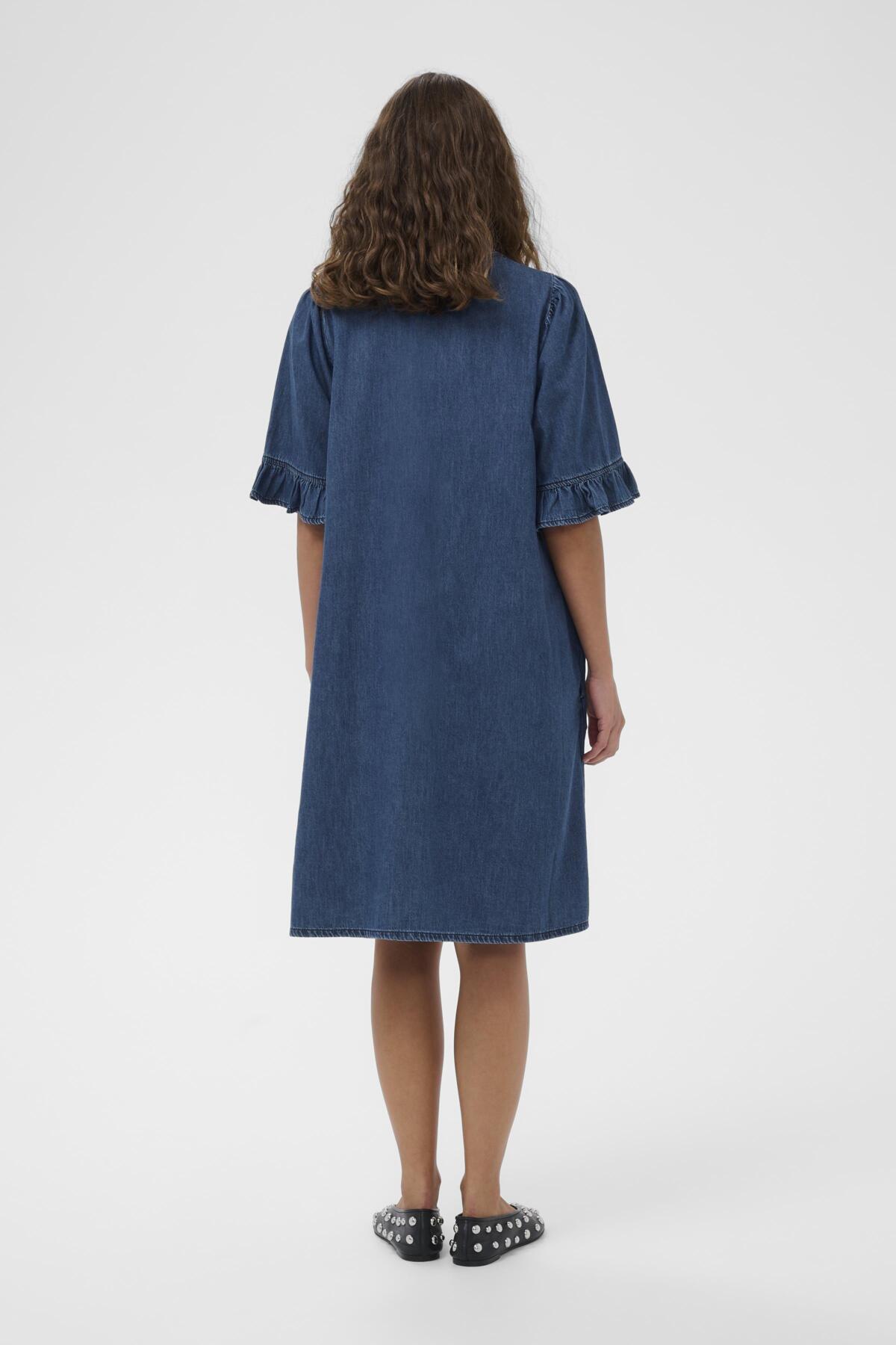 CUlava Arpa Dress Dark Blue Wash material | Lilla Hem