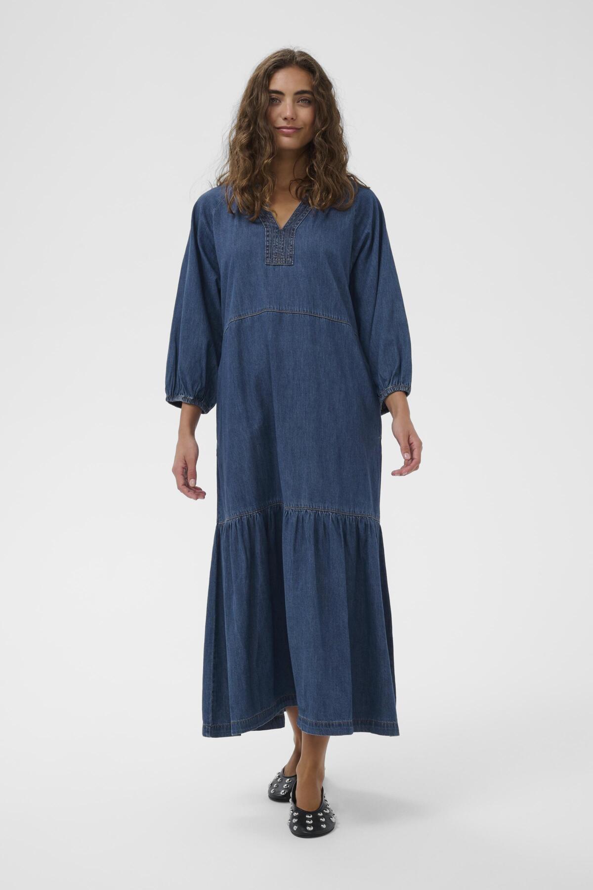 CUlava Arpa Long Dress Dark Blue Wash helbild | Lilla Hem