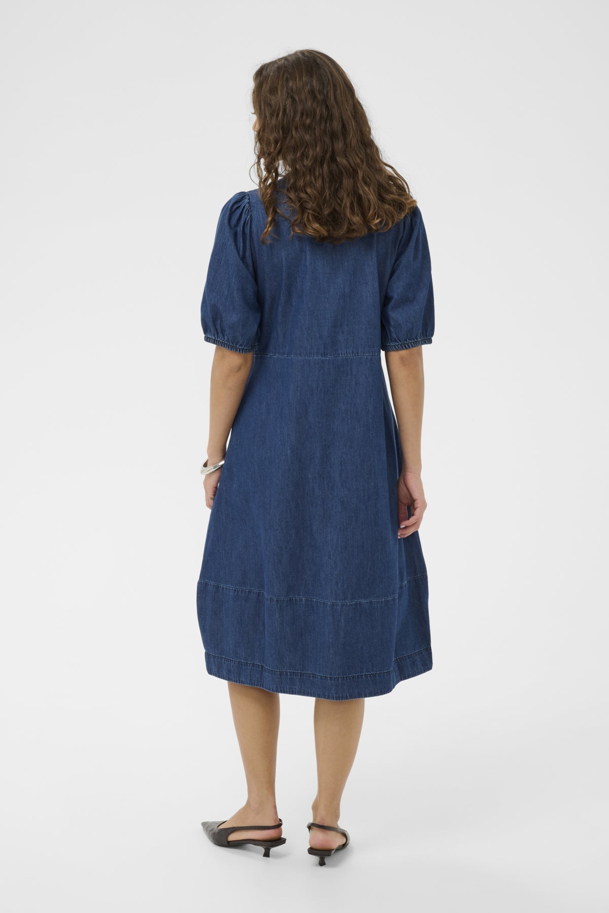 CUmona Arpa Dress Dark Blue Wash material | Lilla Hem